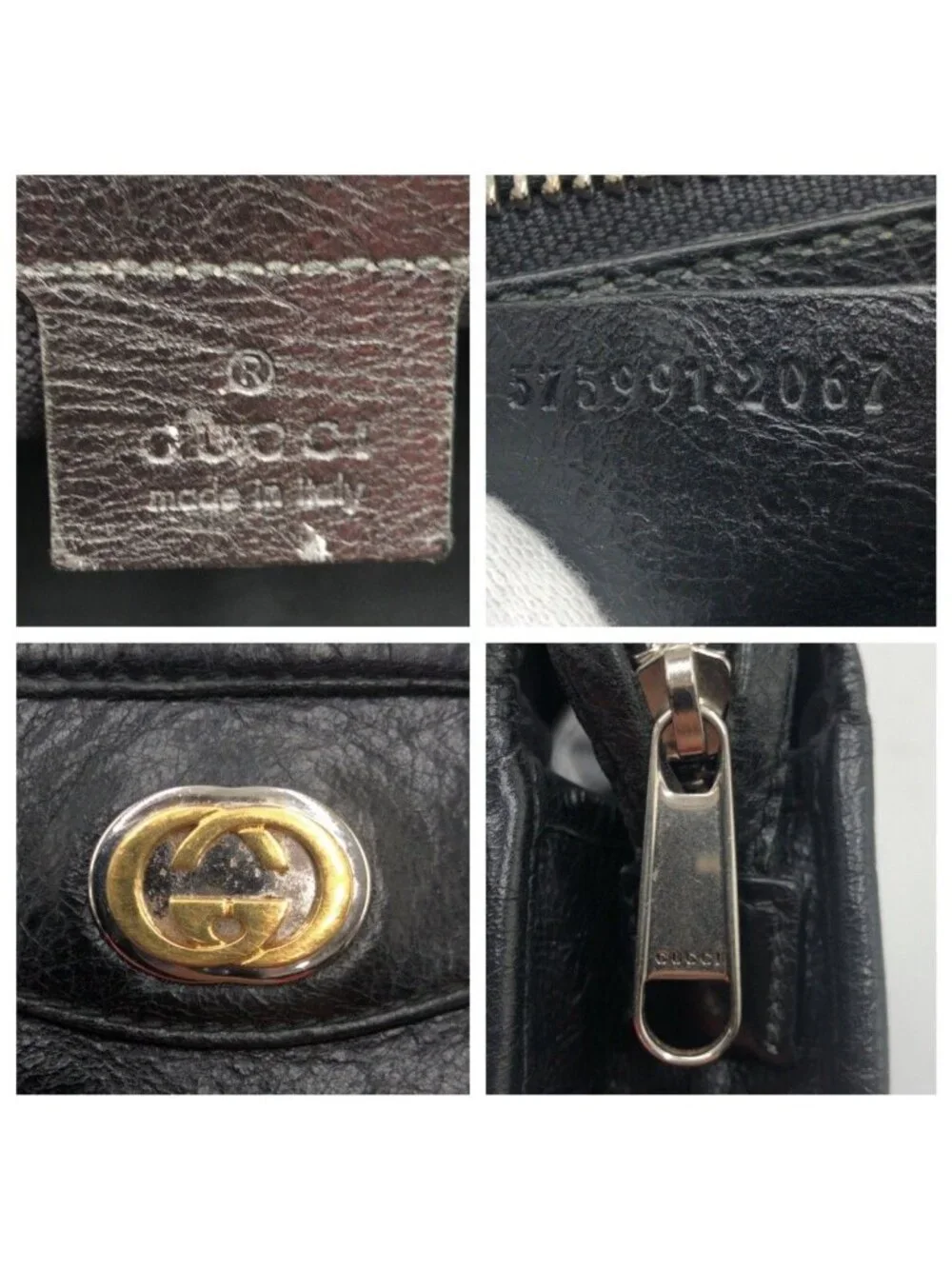 Gucci Interlocking Black Leather Clutch Bag